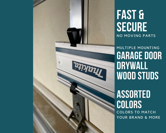 Universal Track Saw Rail Holders Guide Rail Mounts - Quick and Secure Mounting Makita, Festool, Milwaukee, Powertec, Kreg, Wen, & More