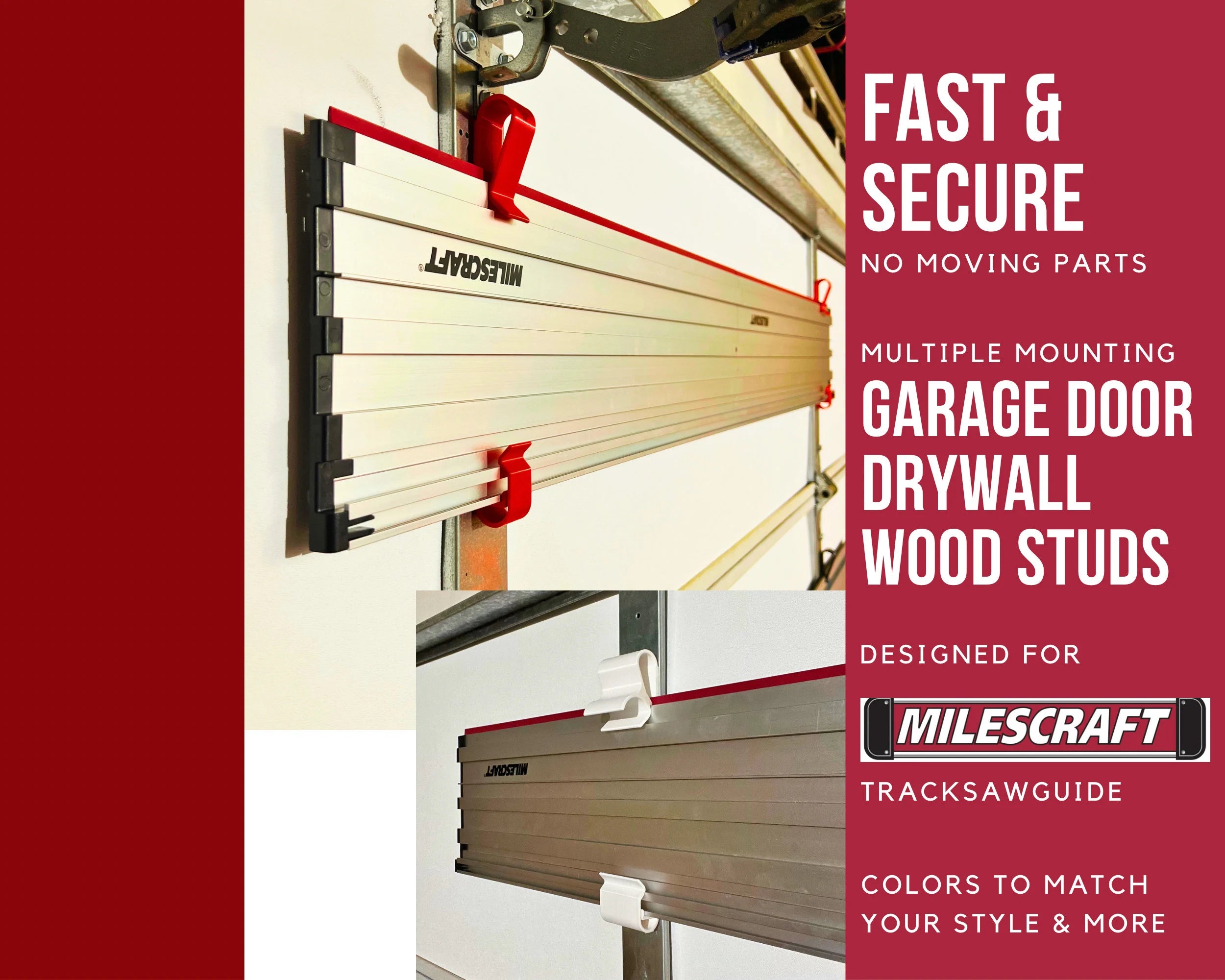 Track Saw Rail Mounts for Milescraft Guide Rails | Spring-Lock, No-Lat ...